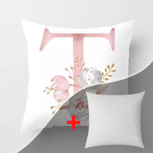 1 Piece Floral Letter T Design, Decorative Cushion Cover. - BusDeals
