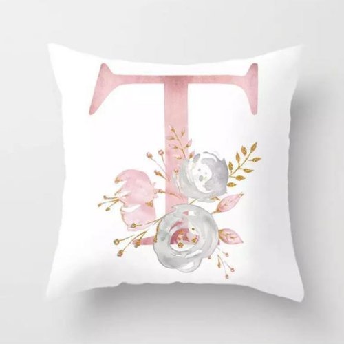 1 Piece Floral Letter T Design, Decorative Cushion Cover. - BusDeals