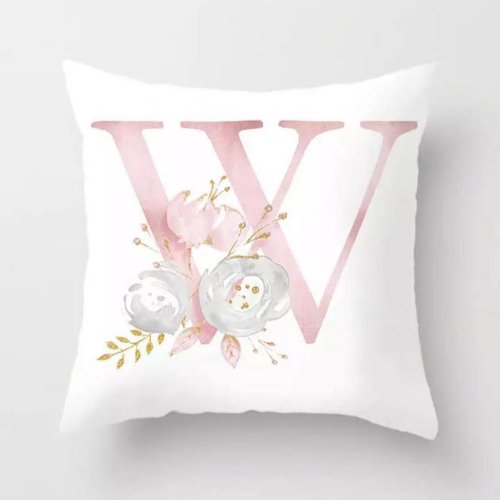 1 Piece Floral Letter W Design, Decorative Cushion Cover. - BusDeals
