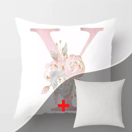 1 Piece Floral Letter Y Design, Decorative Cushion Cover. - BusDeals