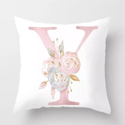 1 Piece Floral Letter Y Design, Decorative Cushion Cover. - BusDeals