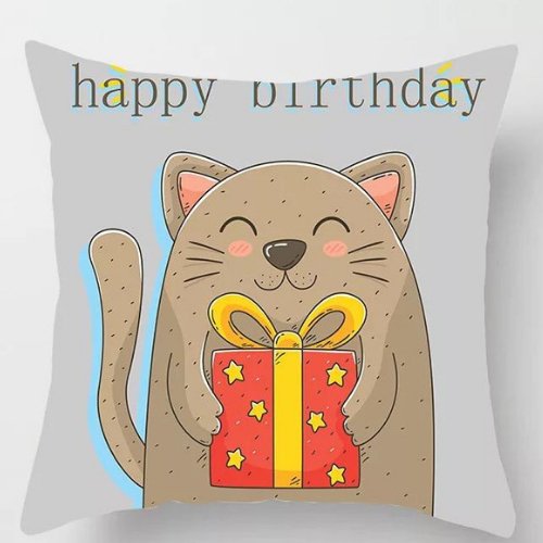 1 Piece Happy Birthday Design, Decorative Cushion Cover. - BusDeals