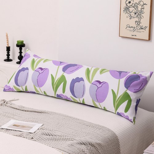 1 Piece Long Body Pillow Case, Beautiful Purple Tulips Design , BusDeals Today