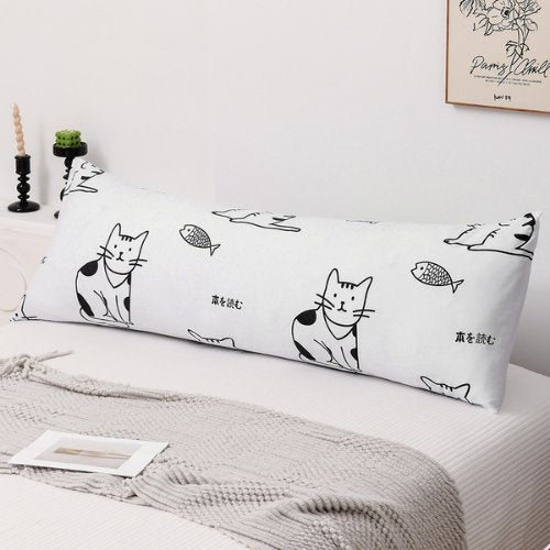 1 Piece Long Body Pillow Case, Cute Cat Design White Color, BusDeals Today