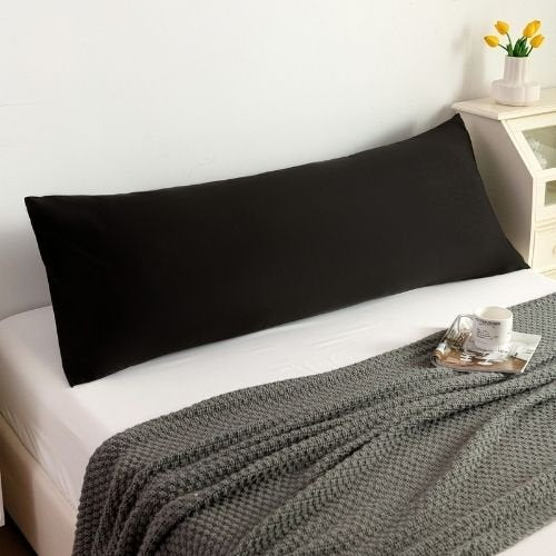 1 Piece Long Body Pillow Case, Plain Black Color. - BusDeals