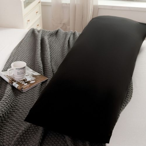 1 Piece Long Body Pillow Case, Plain Black Color. - BusDeals
