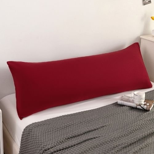 1 Piece Long Body Pillow Case, Plain Red Color. - BusDeals