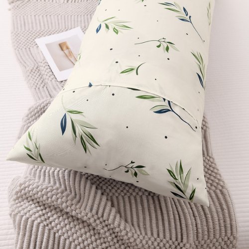 1 Piece Long Body Pillow Case, Small Green Leaves Design, BusDeals Today