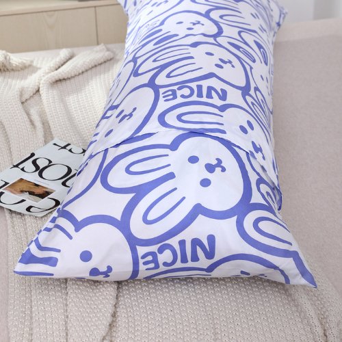 1 PC. Long Body Pillowcase, Cute Bunny Design. Lavender Color.