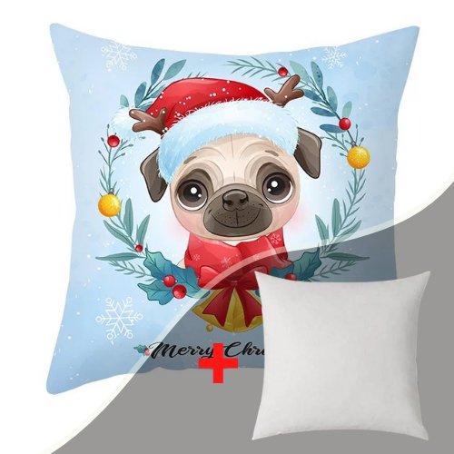 1 Piece modern cute puppy with santa hat design, Decorative Cushion Cover. - BusDeals Today