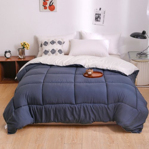 1 Piece Single Size Color Duvet (Comforter) 160*210cm Reversible, Dark Gray and Milky White Color.