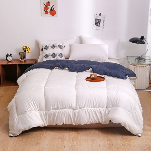 1 Piece Single Size Color Duvet (Comforter) 160*210cm Reversible, Dark Gray and Milky White Color.