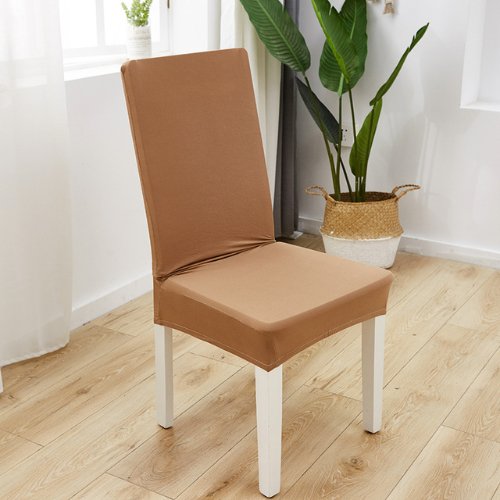 1 Piece Stretchable Chair Cover, Plain Sand Brown Color. - BusDeals