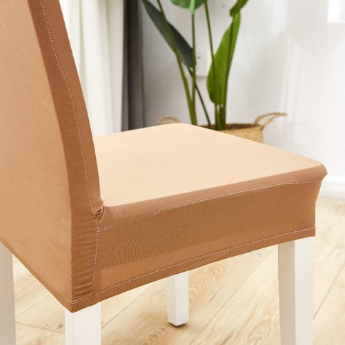 1 Piece Stretchable Chair Cover, Plain Sand Brown Color. - BusDeals