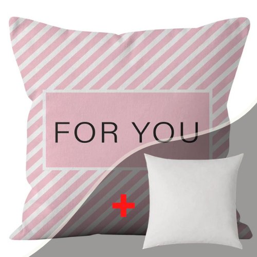 1 Piece Stripes with Slogan Design, Decorative Cushion Cover. - BusDeals