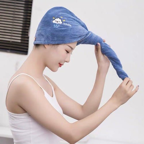 1 Piece super absorption microfiber quick-dry hair towel, Blue color - BusDeals