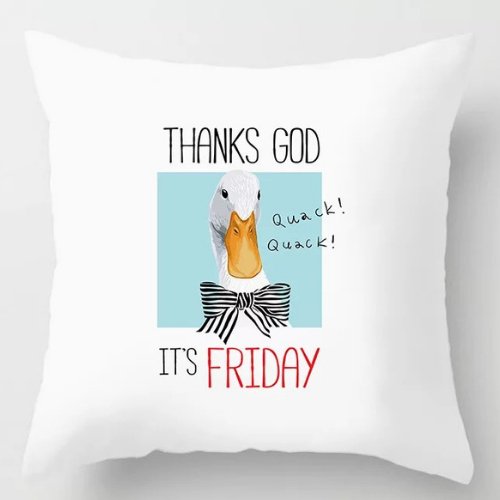 1 Piece Thanks God its Friday Duck Design, Decorative Cushion Cover. - BusDeals