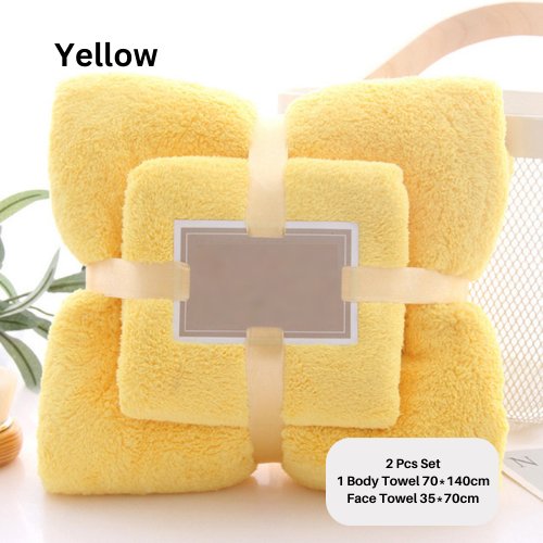 10 Colors Towel Set of 2 Pcs, Solid Absorbent Microfiber. - BusDeals