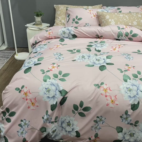 Without filler 6 pieces Queen/Double size, Flowers design blush pink color, Bedding Set - BusDeals Today  Edit alt text