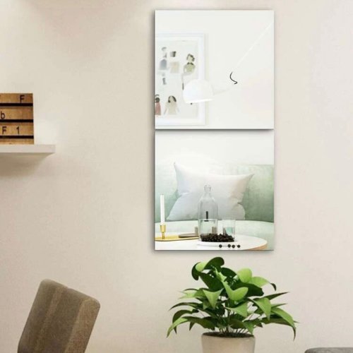 2-Piece mirror wall sticker tiles film home decor medium size - BusDeals Today