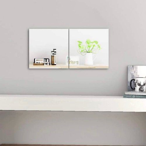 2-Piece mirror wall sticker tiles film home decor medium size - BusDeals Today