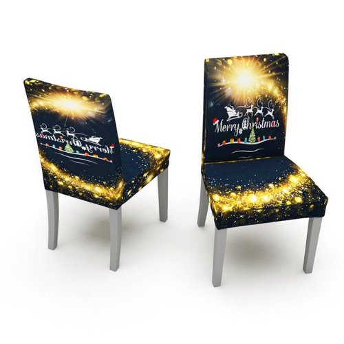 2 Pieces Christmas Chair Covers, Santa with Reindeer Design. - BusDeals