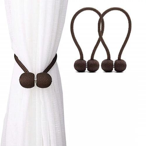 2 Pieces - Magnetic Tieback, Curtain Holder, Dark Brown Color. - BusDeals