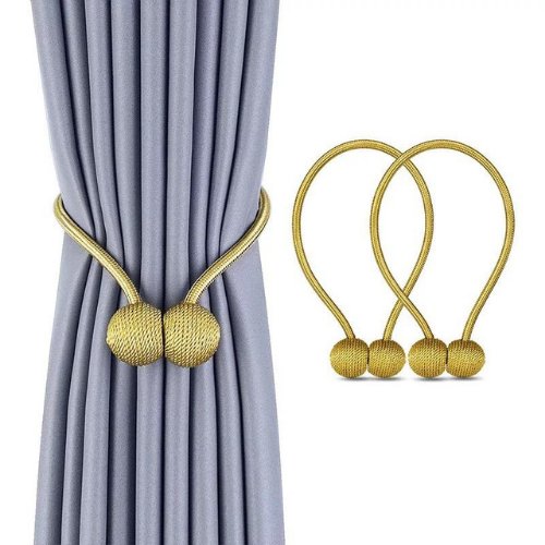 2 Pieces - Magnetic Tieback, Curtain Holder, Gold Color. - BusDeals