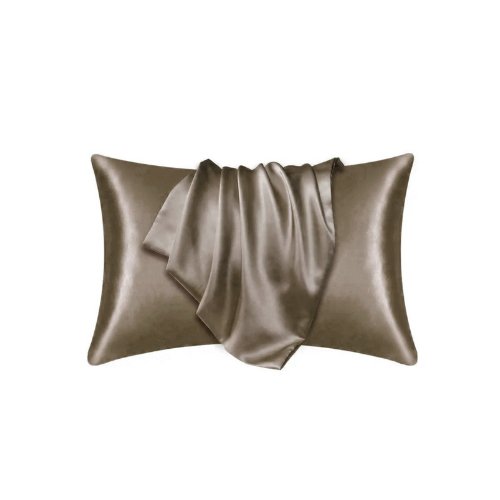 2 Pieces Pillowcases Silky Satin pillow cover set Hair Skin, Coffee Brown Color. - BusDeals