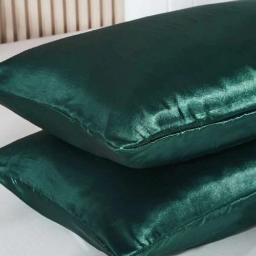 2 Pieces Pillowcases Silky Satin pillow cover set Hair Skin, Green Color. - BusDeals
