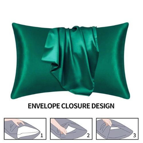 Green satin pillowcases sales