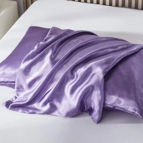 2 Pieces Pillowcases Silky Satin pillow cover set Hair Skin, Lavander Color. - BusDeals