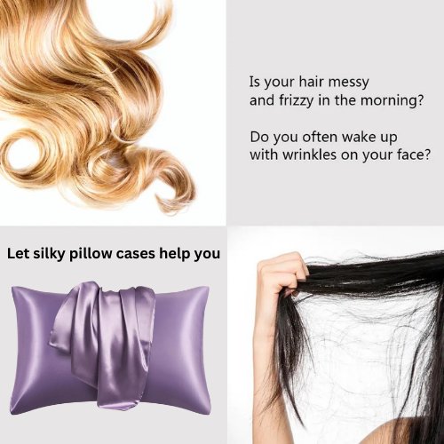 2 Pieces Pillowcases Silky Satin pillow cover set Hair Skin, Lavander Color. - BusDeals