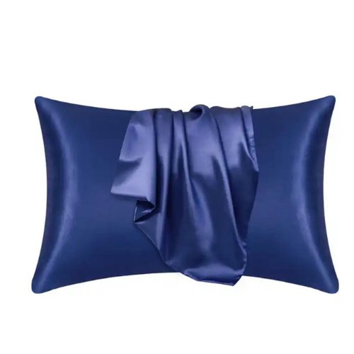 2 Pieces Pillowcases Silky Satin pillow cover set Hair Skin, Navy Blue Color. - BusDeals