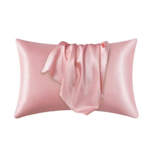 2 Pieces Pillowcases Silky Satin pillow cover set Hair Skin, Old Pink Color. - BusDeals