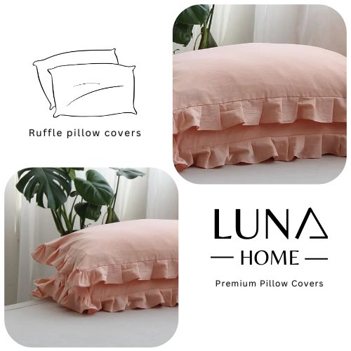 2 pieces Set Premium Soft Quality Pillow Covers, Peach Color - BusDeals
