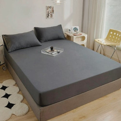3 Pieces Fitted Bedsheet Set, Plain Black Color, Various Sizes, BusDeals Today