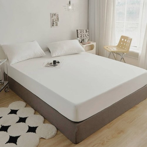 500 × 500px  3 Pieces Fitted Bedsheet Set, Plain White Color, Various Sizes, BusDeals Today