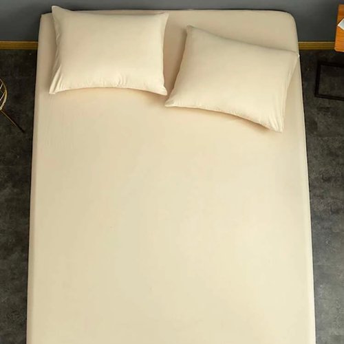 3 Pieces fitted sheet double size, Plain light yellow color, Bedsheet set - BusDeals Today