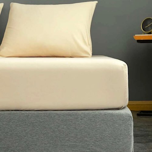 3 Pieces fitted sheet double size, Plain light yellow color, Bedsheet set - BusDeals Today