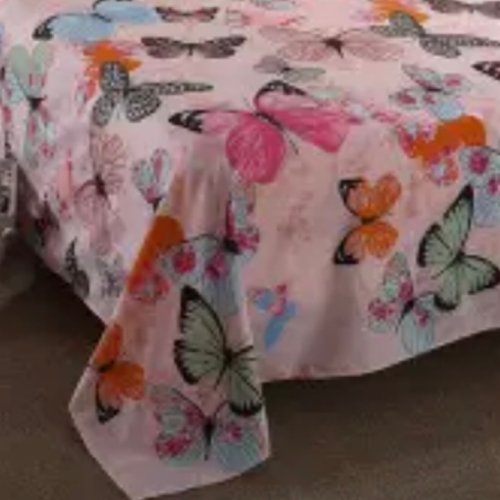 3 Pieces Flat Bedsheet Set, Pink Butterfly Design. - BusDeals