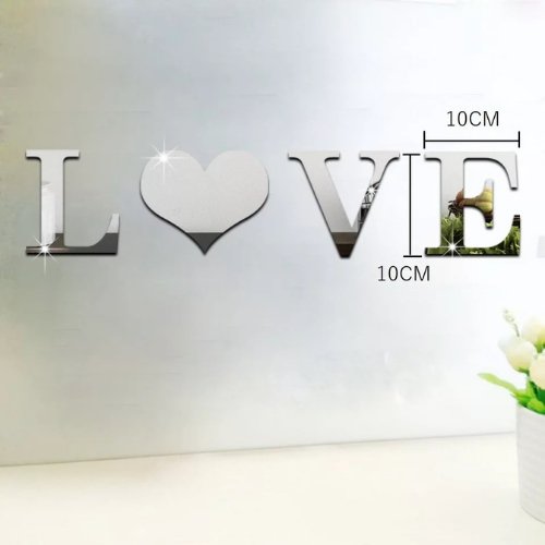 3D mirror wall stickers acrylic home decoration, Love design - BusDeals Today