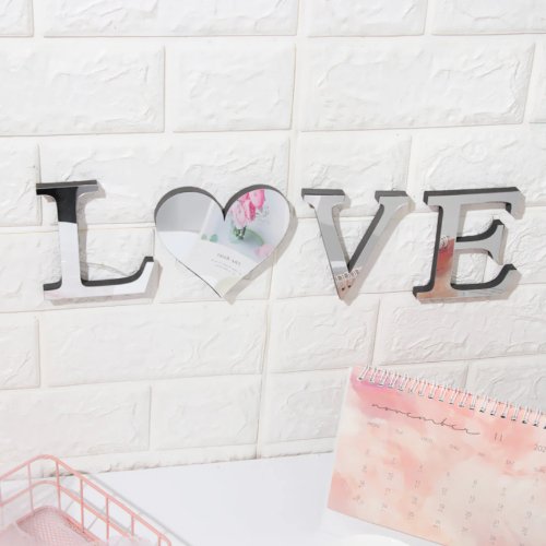 3D mirror wall stickers acrylic home decoration, Love design - BusDeals Today