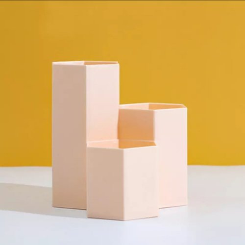 3pcs Geometric Shape Table Organizer, Peach Color - BusDeals