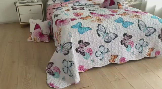 Bedspread set of 6 pieces, Butterfly design white color - Busdeals Today