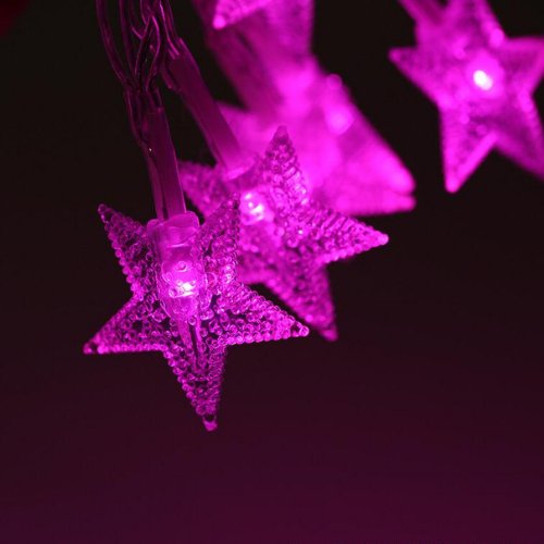 6M 30pcs Star LED String Light, Decorative Light for Indoor, Pink Color. - BusDeals