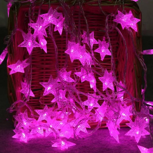 6M 30pcs Star LED String Light, Decorative Light for Indoor, Pink Color. - BusDeals