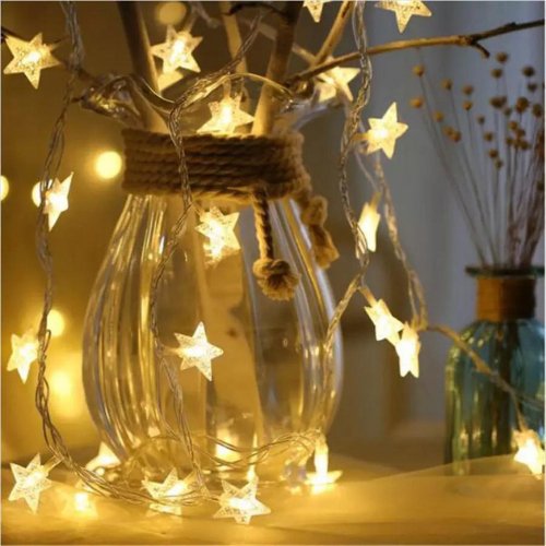 6M 30pcs Star LED String Light, Decorative Light for Indoor, Yellow Color. - BusDeals