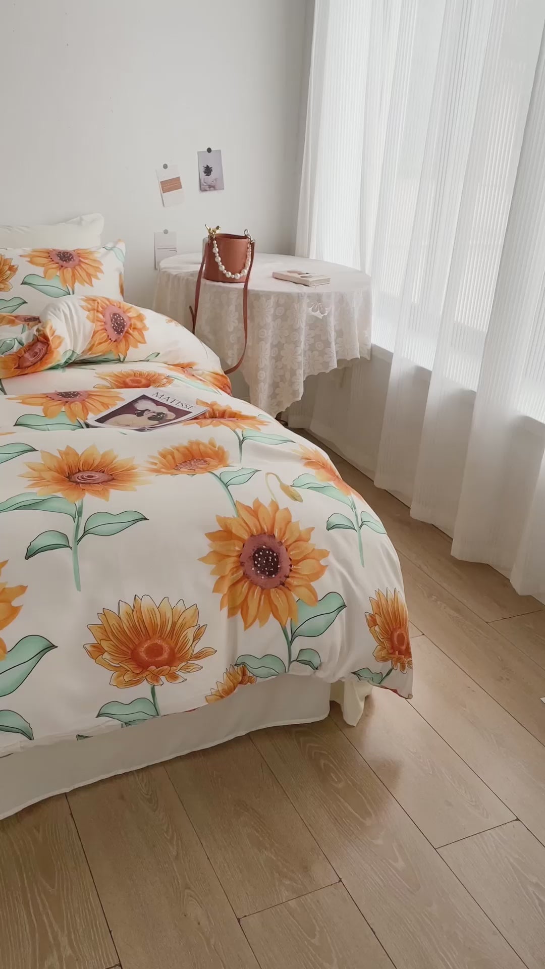 Single Size Bedding Set 4 Pieces Without Filler, Sunflower Design, BusDeals Today