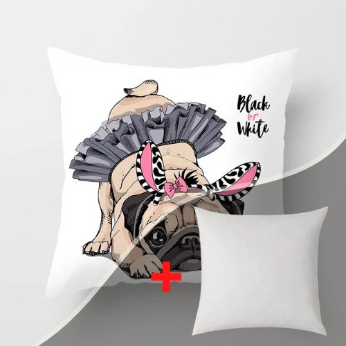 Ballerina Dog Design Cushion Cover. - BusDeals